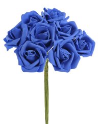 Svazek hlaviček pěnových růží na drátku Ø6cm/dl.25cm - 8ks