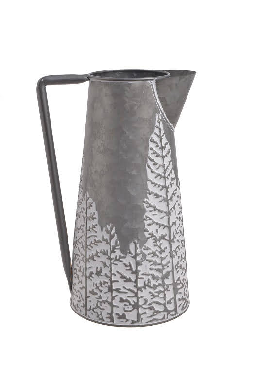 Dekorace kovový džbán s motivy lesa  16,5xH25,5cm..13cm⌀x25,5cmH