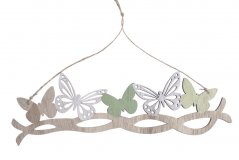 Jarní dekorace větvička s motýly 34 x 9,5cm - závěs