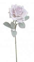 Umělá rozvitá růže na stonku s listy, celkem dl.49 cm, květ Ø 8 cm