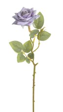 Umělá rozkvetlá růže na stonku s listy, květ Ø 8cm/ dl.41cm
