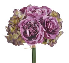 Svazek umělých růží a hortenzií, dl. 30cm