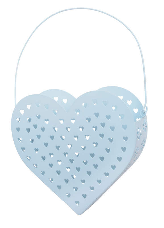Plechový košík ve tvaru srdce 22 cm, barva BL