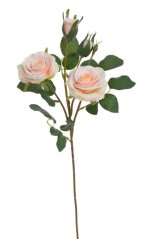 Umělá rozkvetlá růže 2 květy + 2 poupata,  květ Ø 6,5cm, dl.49cm