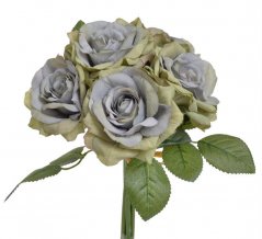 Růže s listy, svazek 5 stonků, dl. 23 cm, barva 5395