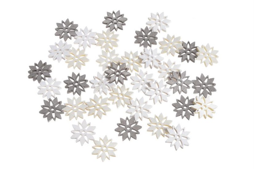 Dekorace dřevěný kvítek různé barvy 2cm  - výsek 36ks