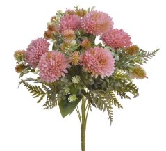 Míchaná kytice chryzantémy a doplňkové květy, 42cm