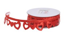 Dekorační samolepící stuha ve tvaru srdce 2,5cm/ 5 m - červená
