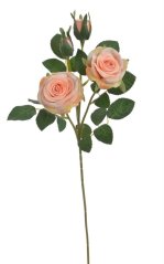 Umělá rozkvetlá růže 2 květy + 2 poupata,  květ Ø 6,5cm, dl.49cm