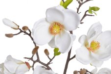 Větvička umělé magnolie s listy 4 květy + 2 poupata, dl. 116cm