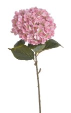 Umělá hortenzie s listy, hlava Ø 20cm, dl.80cm