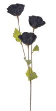 Letní květiny větvičky umělých vlčích máků - 3 květy, květ Ø 8cm, dl. 70cm