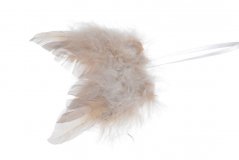 Závěsná křídla z přírodního barveného peří, 10 cm, 4ks - světle hnědá