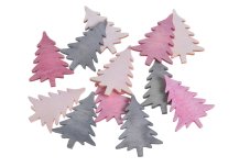 Vánoční dekorace stromek 3x4 cm, různé barvy - výsek - 12ks