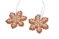 Vánoční dekorace perníček ve tvaru vločky - závěs 6cm - 2ks