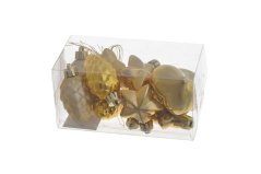 Plastové ozdoby na pověšení, šiška, hvězda, srdce  5,5cm -  12ks