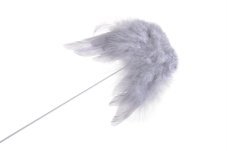 Zápich s péřovými křídly 30 cm, 6ks - šedé