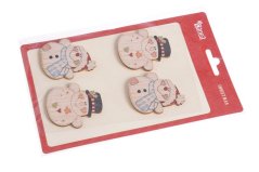 Dekorace dřevěné nálepky sněhulák 3,5 x 4 x tl. 0,2 cm - 4ks