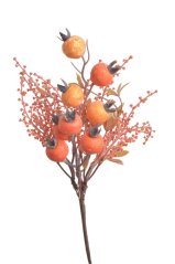 Podzimní dekorace větvička s umělými granátovými jablky dl. 28cm
