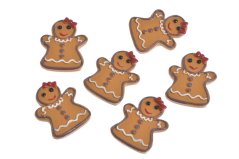 Vánoční dekorace perníková postavička 4,5cmL x 0,5cmW x 4,5cmH - závěs - 6ks