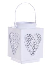 Kovová/skleněná lucerna na light svíčku 12,5x12,5xH18cm