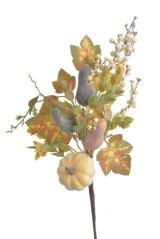 Podzimní dekorace větvička s dýněmi a doplňky dl. 36cm - zápich