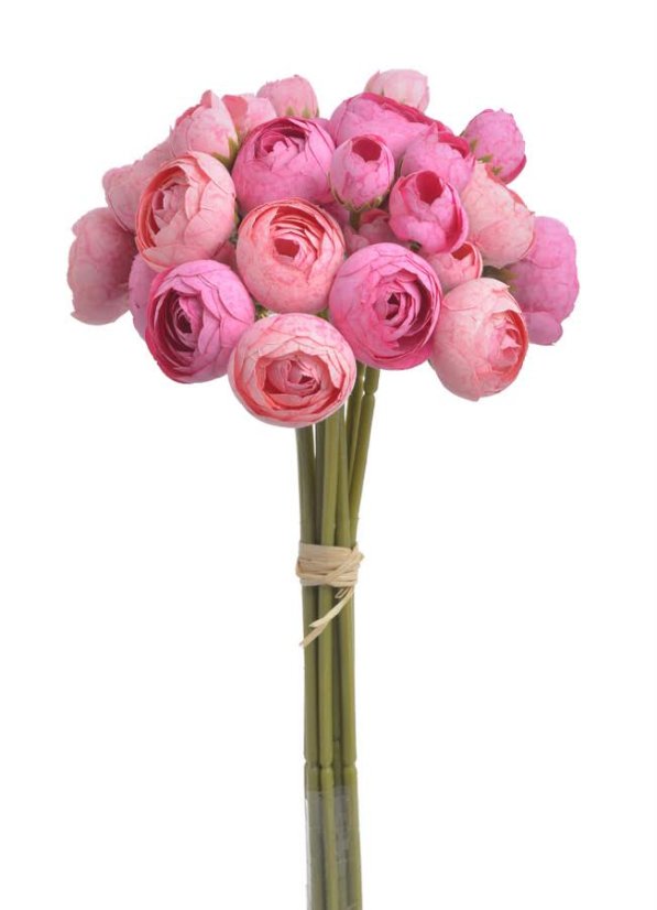 Svazek umělých ranunculusů, 9 stonků po 4 květech - květ Ø 4cm, dl. 30 cm