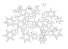 Vánoční dekorace dřevěné hvězdy výseky 6,5cm/ 4,5cm/ 2,5cm - 40ks