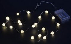 Vánoční dekorace LED světýlka ledové kouličky 20 ks délka 1,5 m  - 3 x AA - čistě bílá