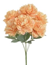 Kytice umělých pivoněk 7 květů s listy, květ Ø 11cm/dl.46cm