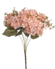 Kytice umělých hortenzií 7 květů s listy a doplňky, květ 10cm, dl.42cm