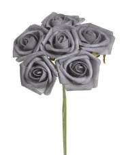 Pěnové růže na drátku, hlavička Ø 6cm, drátek dl. 23cm - 6 ks
