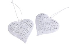 Vánoční dekorace perforované srdce závěs dl. 7cm - 2ks