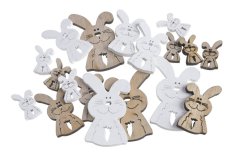 Velikonoční dekorace - výseky ve tvaru zajíčka 7cmL x 0,5cmW x 6cmH, 5cmL x 0,5cmW x 4,5cmH, 3cmL x 0,5cmW x 2,5cmH - 18ks