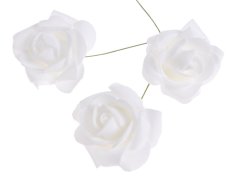 Hlavička pěnové růže na drátku Ø 6cm/dl.8cm - 8ks