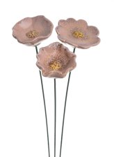 Dekorace keramický kvítek na drátku (5,1cmL x 4,9cmW x 2,9cmH)