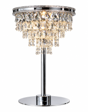 Dobíjecí LED lampa na dál. ovládání, změna barvy teplá/studená, kov/sklo Ø 31cm celkem 46cmH