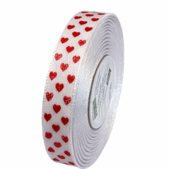 Plátnová stuha se vzorem a drátkem 15mm/25m