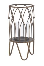 Kovový povrchově upravený svícen 24cm∅ x 44,5cmH, 18cm∅ x 37cmH - 2ks