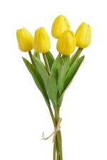Svazek pěnových tulipánů s listy hlavička 4,5cm, dl. 32cm - 5ks