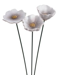 Dekorace keramický kvítek na drátku (8,5-9,5cmLx8-9,5cmWx3-4,9cmH)