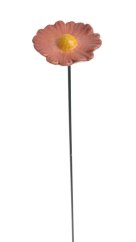 Dekorace keramický kvítek na drátku - zápich  (8,8cm⌀x3cmH) 50cmH.