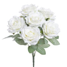 Kytice umělých rozvitých růží, květ Ø 8cm/dl. celkem 30cm