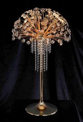 Dobíjecí LED lampa na dál. ovládání, změna barvy teplá/studená, kov/sklo Ø 55cm celkem 95cmH