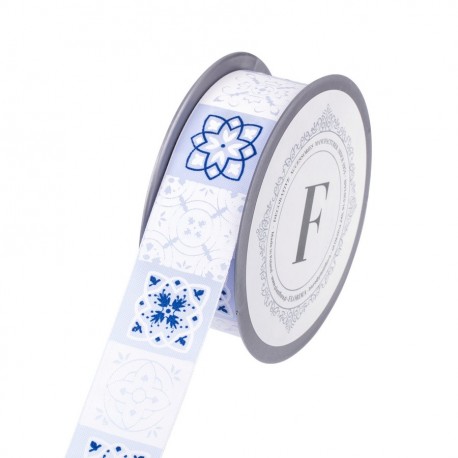 Tkaná stuha se vzorem 3,5cm/dl.5m - blankytná