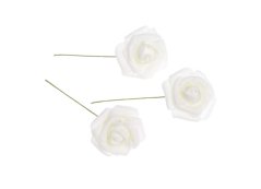 Hlavička pěnové růže na drátku 3,5/10cm - 12ks