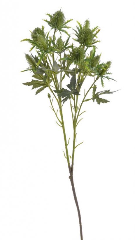 Umělá větvička kvetoucího bodláku s 10 květy dl. 68cm
