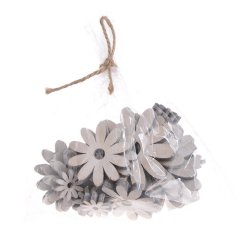 Jarní dekorace dřevěný kvitek 2,5-7cm - 18ks výsek
