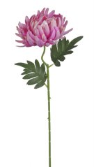 Umělá chryzantéma na stopce s listy, květ Ø16cm/celkem dl.75cm