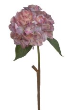 Květ umělé hortenzie na stonku s listy, květ Ø18cm/dl.59cm